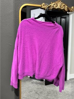 Pilcro Vibrant Magenta Crewneck Cashmere Sweater